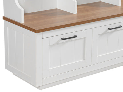 Hall Tree With Bench And Shoe Storage, 3 Large Drawers, Open Storage Shelves & Hooks