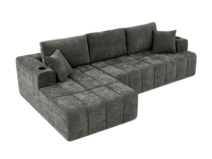 L - Shaped Sectional Sofa With Cup Holders & Side Pockets