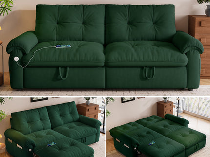 Cloud Like Convertible Sofa Bed For Living Rooms - Green