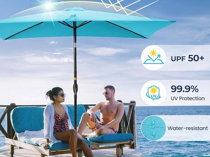 Rectangular Patio Umbrella With Crank Tilt, Polyester UV-Resistant Canopy
