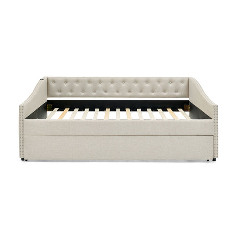 Upholstered Daybed With USB Charging & Pull Out Bed