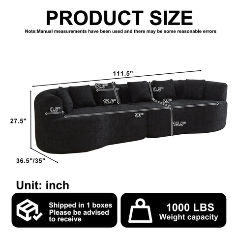 Curved Sectional Sofa With 6 Pillows