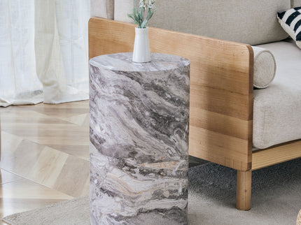Simple Marble Textured Cylindrical Coffee Table Material - Gray