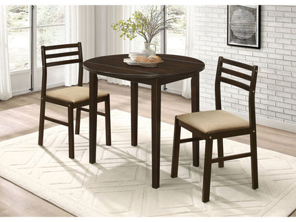 3 Piece Dining Set With Drop Leaf Table And Upholstered Chairs