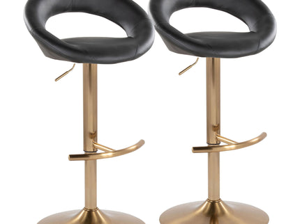 Posh - Contemporary / Glam Adjustable Barstool With Swivel With Rounded T Footrest (Set of 2)