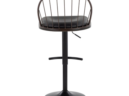 Riley - Farmhouse Adjustable Height Barstool With Swivel With Rounded T Footrest (Set of 2)