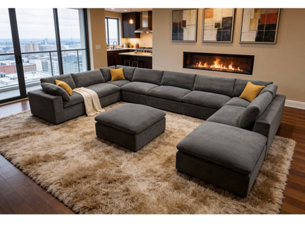 Custom Configuration Modular Sectional & Toss Pillows