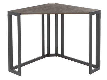 Roman - Industrial Corner Desk - Black / Espresso