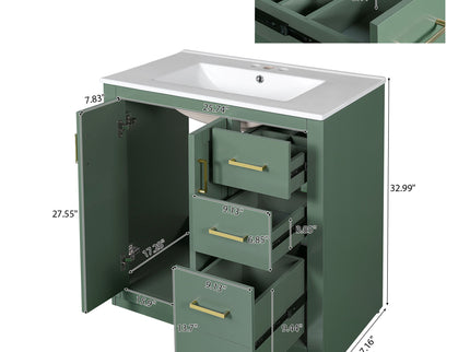 Bathroom Vanity With Sink, Storage Cabinet, Freestanding Set With 3 Drawers & Soft Closing Doors