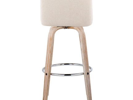Toriano - Contemporary Fixed Height Barstool With Swivel & Round Footrest (Set of 2)