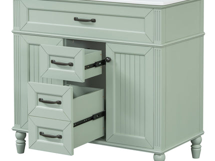 Bathroom Vanity With Sink, Flip-Out Top Drawer, Soft Close Doors, 2 Storage Drawers