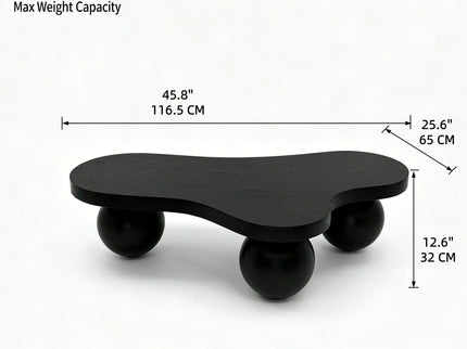 Cloud Shaped Coffee Table & 3 Ball Legs For Living Room - Black
