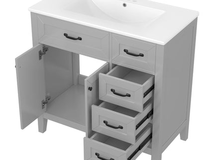 Modern Bathroom Vanity With Sink, Freestanding Design With Drawers And Doors