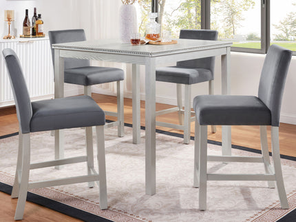 5 Pieces Counter Height Table Set, Kitchen Table With Square Table And 4 Upholstered Chairs