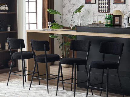 Modern Teddy Fabric Upholstered Bar Stools - Legs