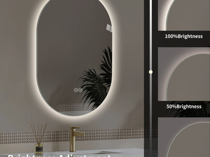 Smart Wall Mounted LED Touch Screen Mirror With Anti-Fog Function And Adjustable Lighting