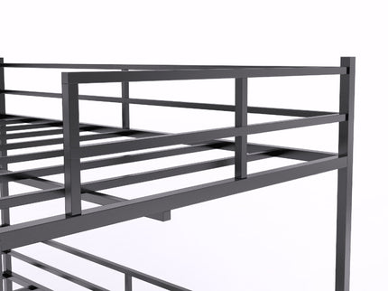 Twin Size House Loft Bed With Slide And Ladder - Black