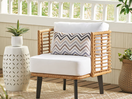 Outdoor Wicker Club Chair With Water Resistant Cushion - Brown