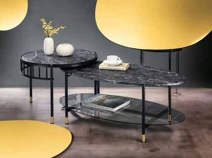 Silas - Engineered Stone Top Nesting Table - Black