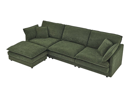 L-Shaped Sectional Sofa With Ottoman, Convertible 4 Seater Couch