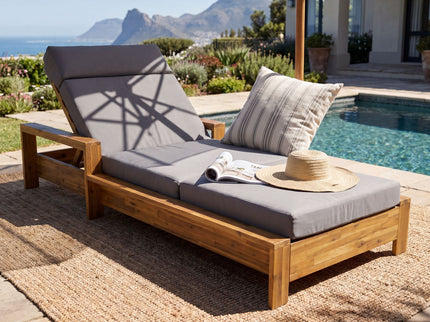 Chaise Lounge Set With 4 Fold Cushion And Built In Headrest, 3 Position Adjustable
