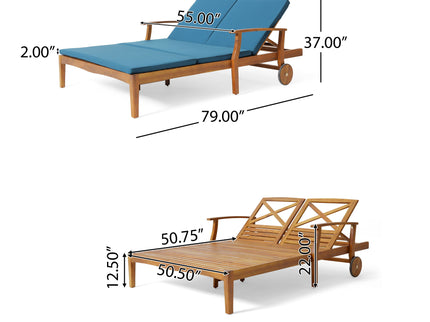 Etherealize - Outdoor Adjustable Double Chaise Lounge With Water Resistant Cushions