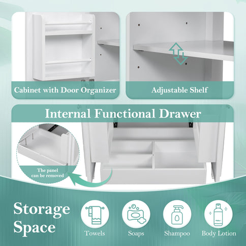 Double Sink Bathroom Vanity Set With Wall Mount Mirror Cabinet