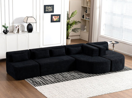 Upholstered Sofa Free Combined Sofa Couch With 2 Chaise Lounge And Five Back Pillows For Living Room