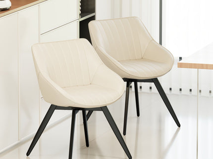 Round Coffee Table With 2 Dining Chairs Set, Ring Striped Design - Beige / Wood