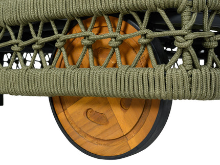 Outdoor Chaise Lounge With Wheels, 5 Position Adjustable Backrest