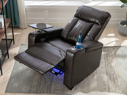 Power Recliner With Storage Arms, Cupholders, Swivel Tray Table And Cell Phone Stand - Brown
