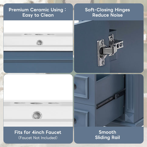 Bathroom Vanity With Sink, Cabinet With 2 Drawers And Adjustable Shelf