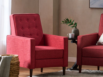 Mid-Century Modern Recliner With Button Tufted Waffle Stitch