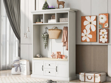 Hall Tree With 3 Hooks, Coat Hanger, Entryway Bench, Storage Bench, 3 In 1 Design