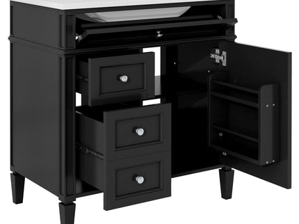 Bathroom Vanity With Top Sink, Storage Cabinet With 2 Drawers, Tip Out Drawer