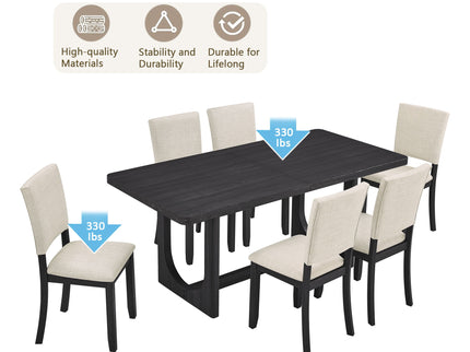 Dining Table Set, Rectangular Kitchen Table With Upholstered Chairs