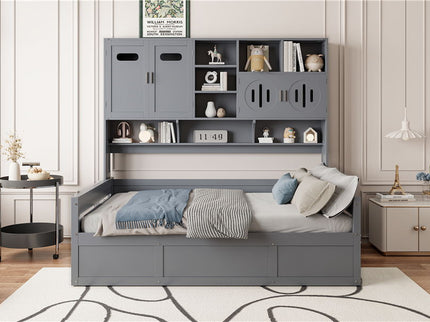 Daybed With All-In-One Cabinet And Shelf