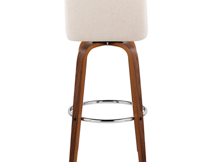 Toriano - Mid Century Modern Fixed Height, Barstool With Swivel With Round Footrest (Set of 2)