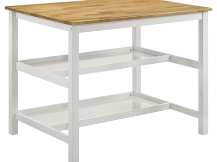 Cowichan - Kitchen Island Counter Table With Pot Rack - White