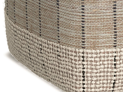 Elmer - Square Woven Pouf - Natural / Gray