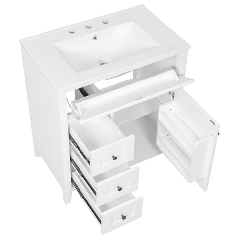 Modern Bathroom Vanity With Sink, 3 Drawers And Adjustable Shelf