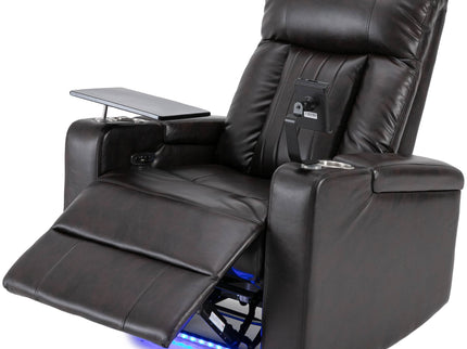 Power Recliner With Storage Arms, Cupholders, Swivel Tray Table And Cell Phone Stand - Brown