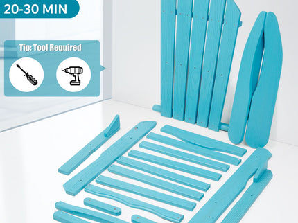 Outdoor Folding Adirondack Chair Patio With Natural Grain Texture - Turquoise Blue
