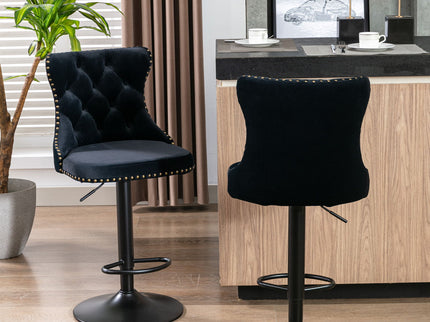 Swivel Barstools Adjusatble Seat Height, Modern Upholstered Bar Stools With Backs Comfortable Tufted For Home Pub And Kitchen Island (Set of 2)