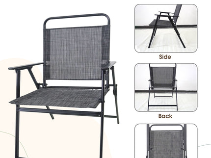 Outdoor Patio Dining Set For 4 People, Metal Patio Furniture Table And Chair Set With Umbrella - Black