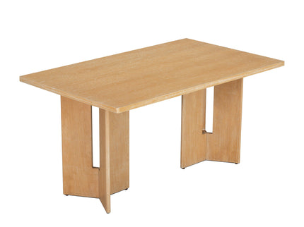 Dining Table Set With 6 Upholstered Chairs, Rectangular Table With Cutout Legs