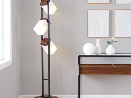 Bento - Contemporary Floor Lamp - Black / Walnut / White