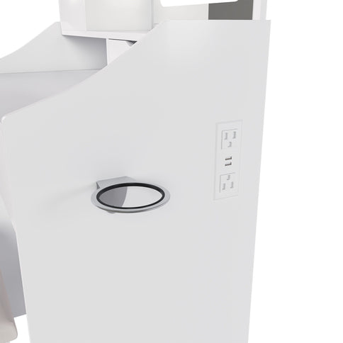 LED Vanity Mirror With Stool, 2 Drawers & 5 Storage Cabinets, Adjustable Lighting Mdf Dressing Table For Bedroom - White