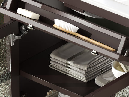 Bathroom Vanity With Ceramic Sink, Adjustable Shelf & Tip Out Tray