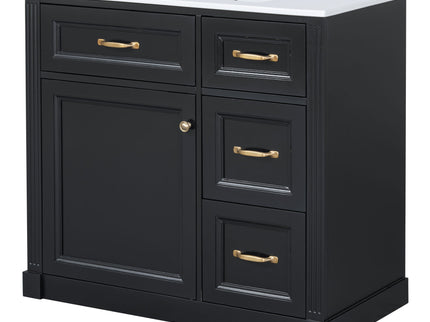 Modern Bathroom Vanity With Sink, 4 Drawers, Soft-Close Door, Adjustable Shelf